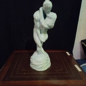 Seafoam Green Ceramic Sculpture Titled "The 2 Lovers"
